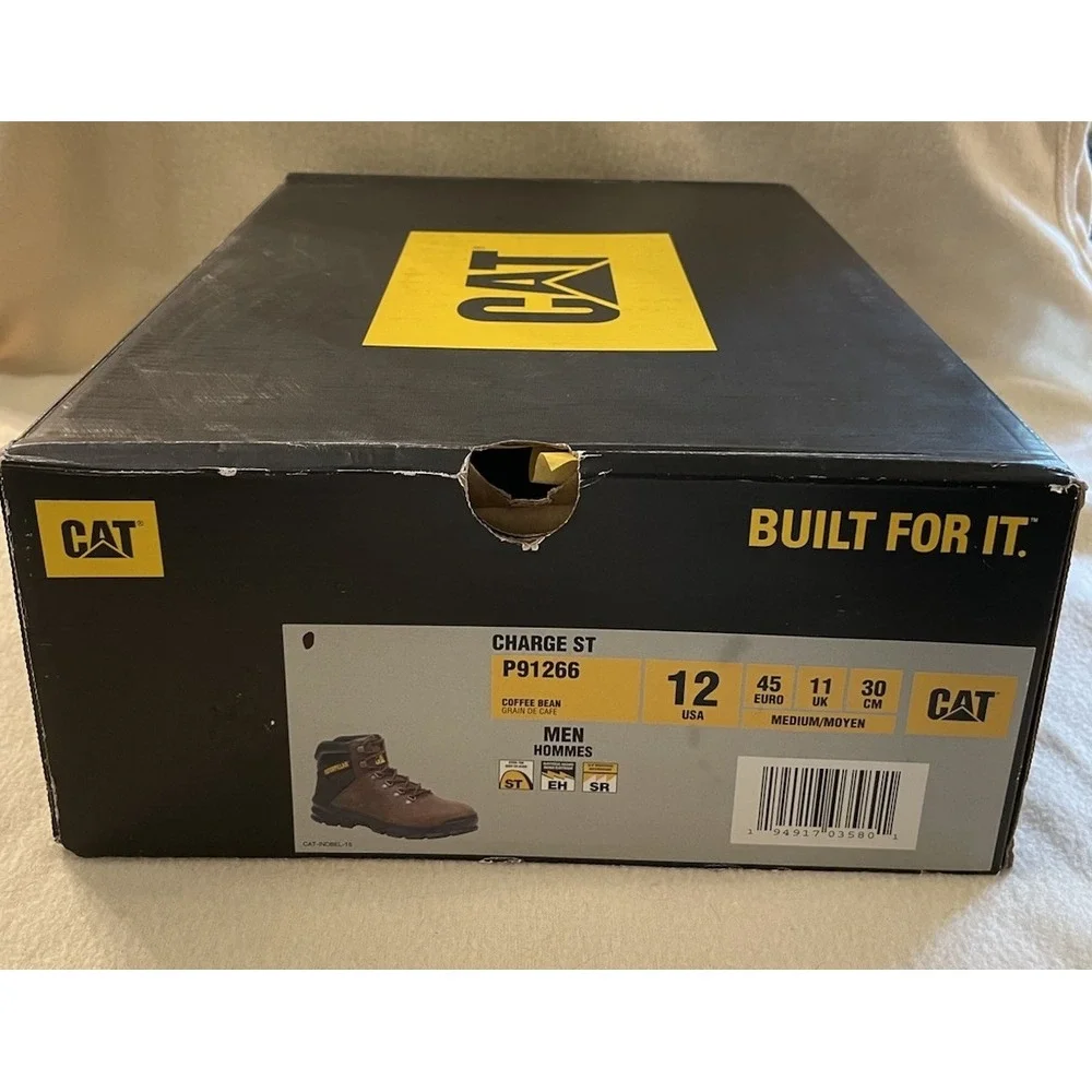 CATERPILLAR CAT MENS Shoes 12 BROWN Charge Steel Toe Boots WORK WEAR Medium NWT